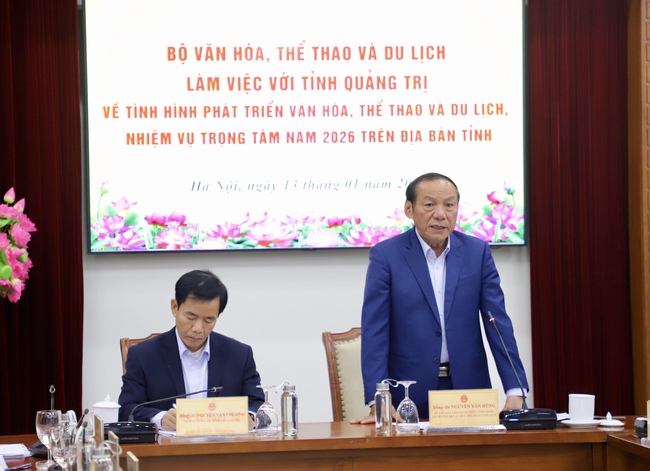 Bộ trưởng Nguyễn Văn Hùng làm việc với tỉnh Quảng Trị về tình hình phát triển văn hóa, thể thao và du lịch trên địa bàn tỉnh