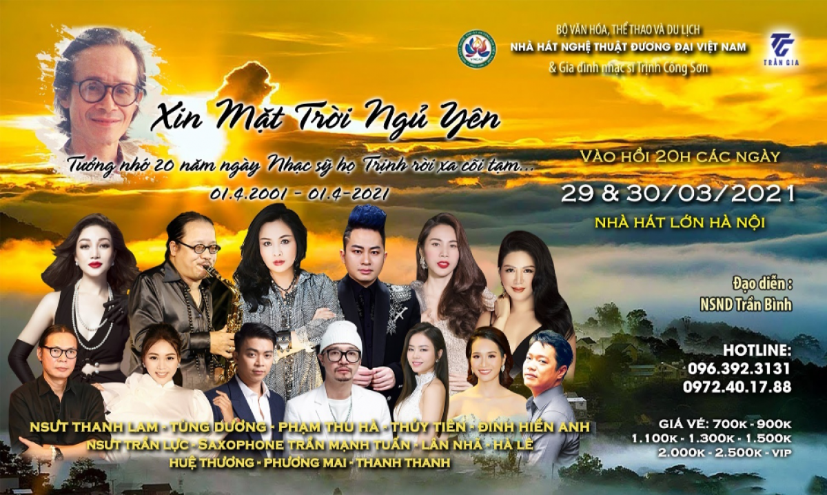 Đêm nhạc "Xin mặt trời ngủ yên" tưởng nhớ 20 năm ngày nhạc sỹ họ Trịnh rời xa cõi tạm