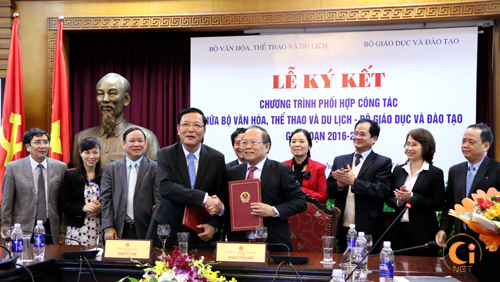 Ký kết chương trình phối hợp công tác giữa Bộ VHTTDL và Bộ GD-ĐT giai đoạn 2016-2020