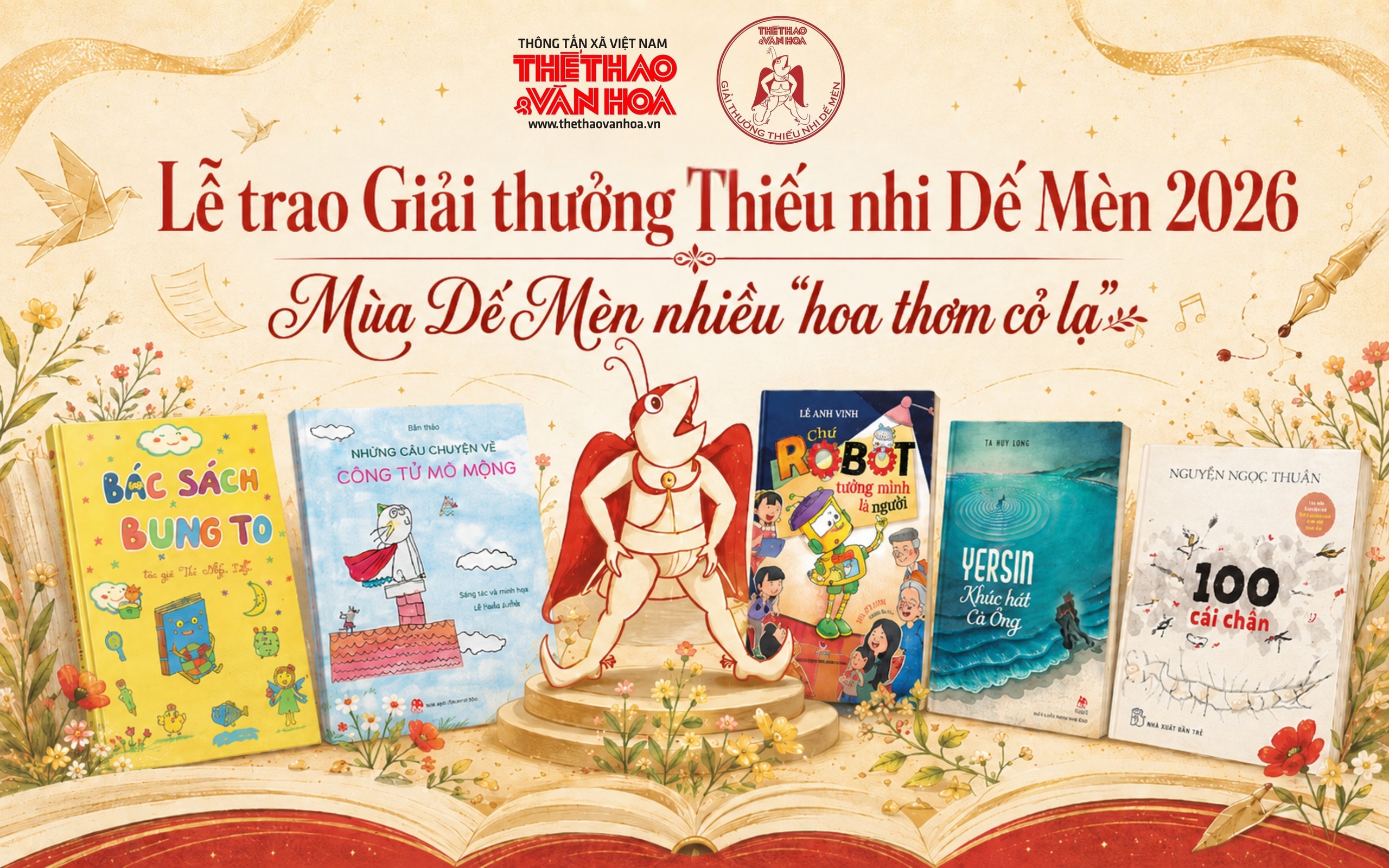Lễ trao Giải thưởng Thiếu nhi Dế Mèn 2026 Mùa Dế Mèn nhiều "hoa thơm cỏ lạ"