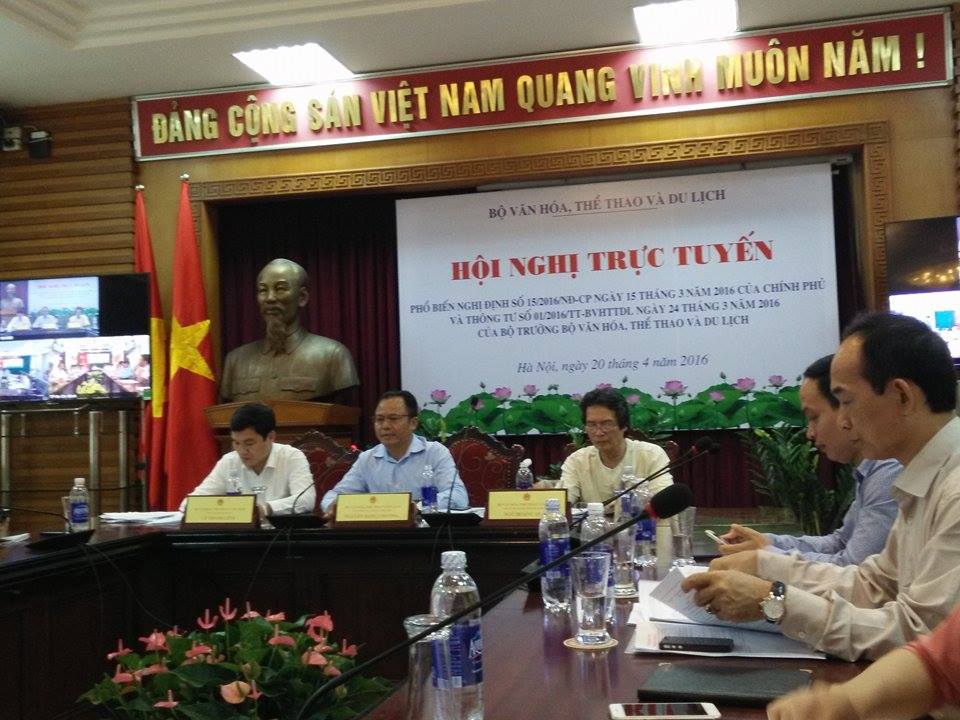 Hội nghị trực tuyến phổ biến Nghị định số 15/2016/NĐ-CP ngày 15/3 của Chính phủ và Thông tư 01/TT-BVHTTDL ngày 24/3 của Bộ VHTTDL